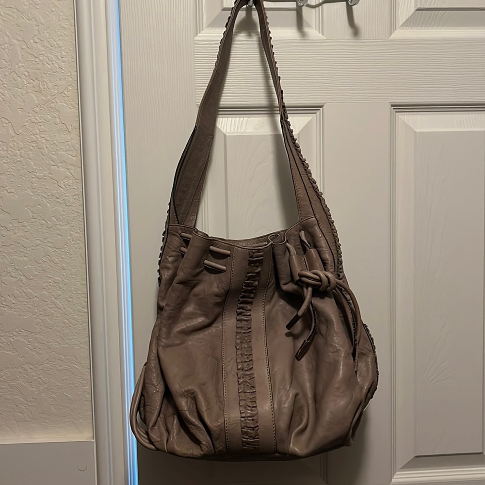 Donna Karan New York gray leather bag.